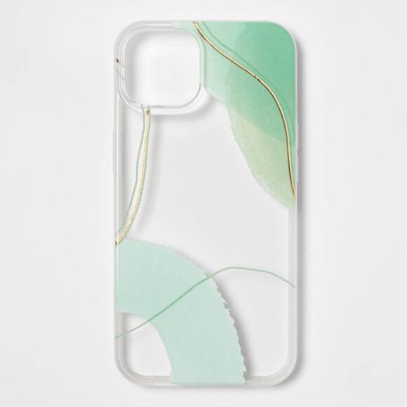 iPhone 13 Phone Case Clear Plastic + Green Watercolor Cool Heyday Apple NEW NIP - Picture 1 of 5